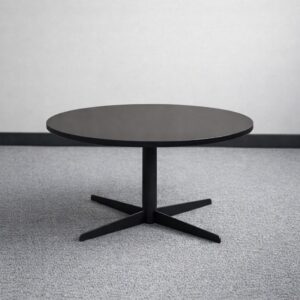 Mesa auxiliar | REDONDA con base tubular y 3 aspas,  superficie en HPL con chaflan
