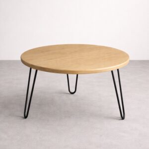 Mesa auxiliar | TRIPODE circular con base en varilla doblada,  superficie en HPL con canto plano