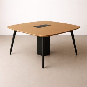 Mesa de reuniones | SQUIRCLE, con estructura 4 patas con base tipo D y grommets